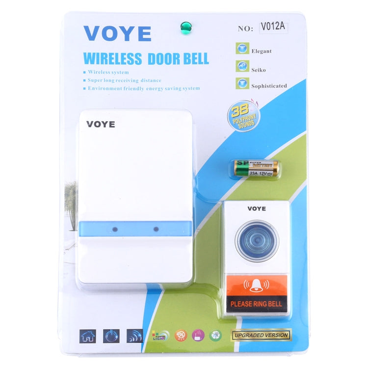 VOYE V012A Home Music Remote Control Wireless Doorbell with 38 Polyphony Sounds, V012A VOYE V012A Home Music Remote Control Wireless Doorbell with 38 Polyphony Sounds, V012A